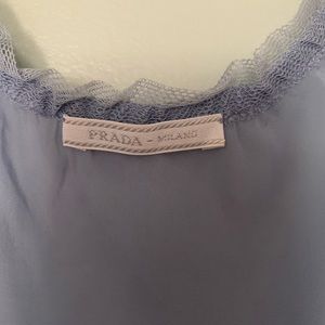 Prada sheer chemise. Never worn. Beautifully detailed with lace trim.